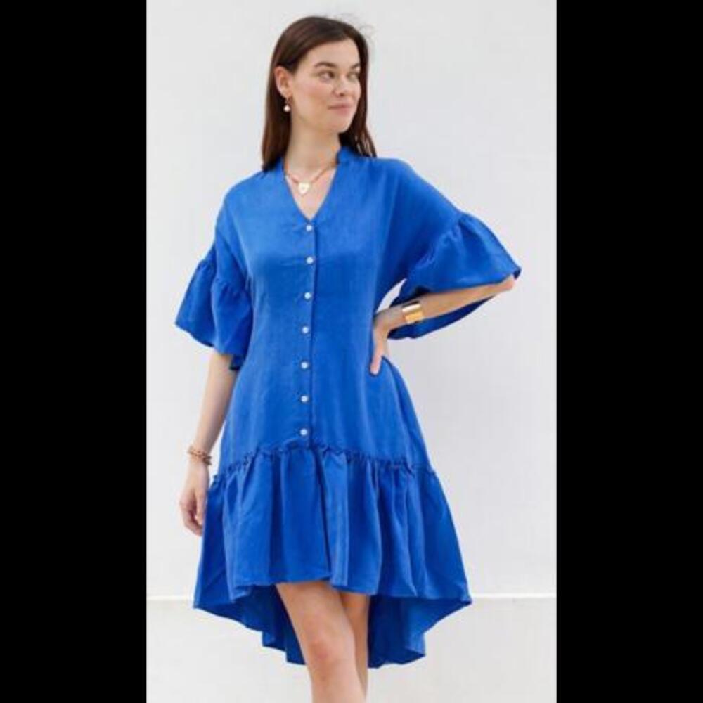 (19) NWT High Low Ruffle Dress Chloe Kristyn MSRP $388,  XS
